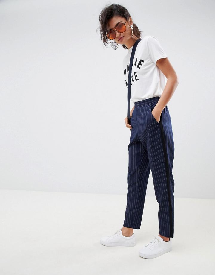 Asos Design Pinstripe Tapered Track Pants - Multi
