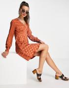Vero Moda Satin Polka Skater Dress In Brown