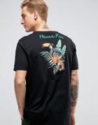 Asos Longline T-shirt With Back Embroidery - Black