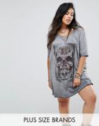 Religion Plus T-shirt Dress With Tattooed Skull Graphic - Black
