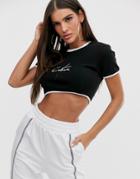 The Couture Club Cropped Motif Tee In Black