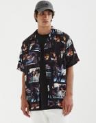Pull & Bear Photographic Printed Shirt In Black