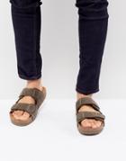 Eastland Caleb Double Strap Suede Sandals In Brown - Blue