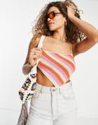 Peppermayo Crochet Halter Neck Scarf Top In Stripe Print-multi