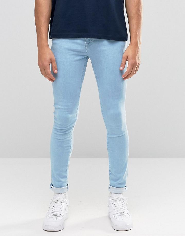 New Look Super Skinny Jeans In Bleach Wash - Blue