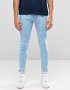 New Look Super Skinny Jeans In Bleach Wash - Blue