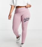 Adidas Originals Plus Graphic Logo Leggings In Mauve-pink