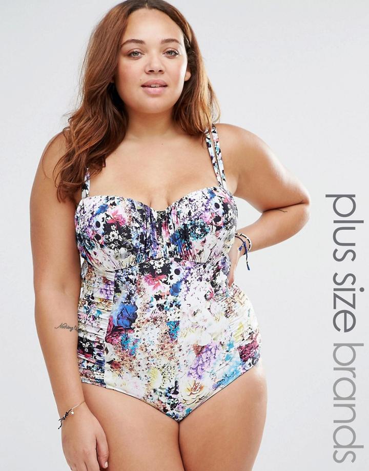 Robyn Lawley Broken Wings Ruched Swimsuit - Multi