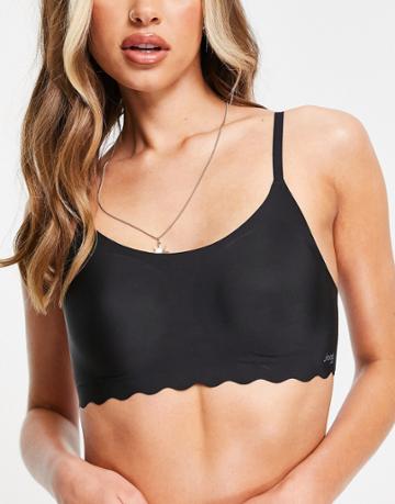 Sloggi Zero Feel Wavy Cami Bralette With Scallop Edge Detail In Black
