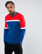 Asos Long Sleeve T-shirt With Tri-color Blocking In Blue - Blue
