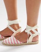 Daisy Street Stripe Ankle Tie Espadrilles - Multi