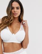 Asos Design Fuller Bust Exclusive Underwired Bikini Top In White Stripe Mesh Dd-g - White