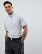 Asos Design Wedding Sim Fit Linen Shirt In Gray - Gray