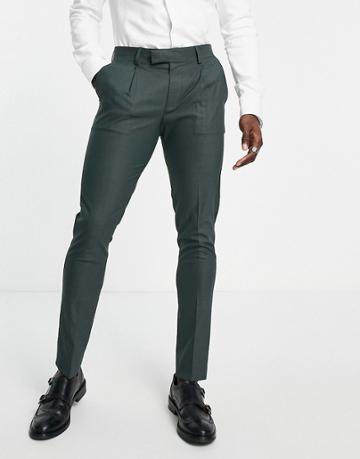 Noak 'camden' Skinny Suit Pants In Forest Green With Two-way Stretch