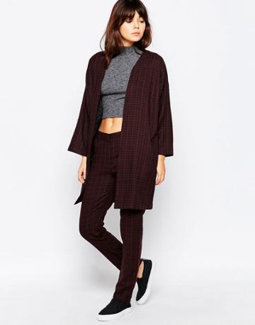 Native Youth Brushed Plaid Pant - Red