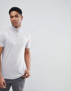 Asos Design Knitted Half Zip T-shirt In Pale Gray - Gray