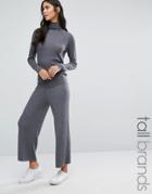 Y.a.s Tall Wide Leg Knitted Pant - Gray