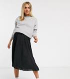 Asos Design Maternity Under The Bump Pleated Midi Skirt-black