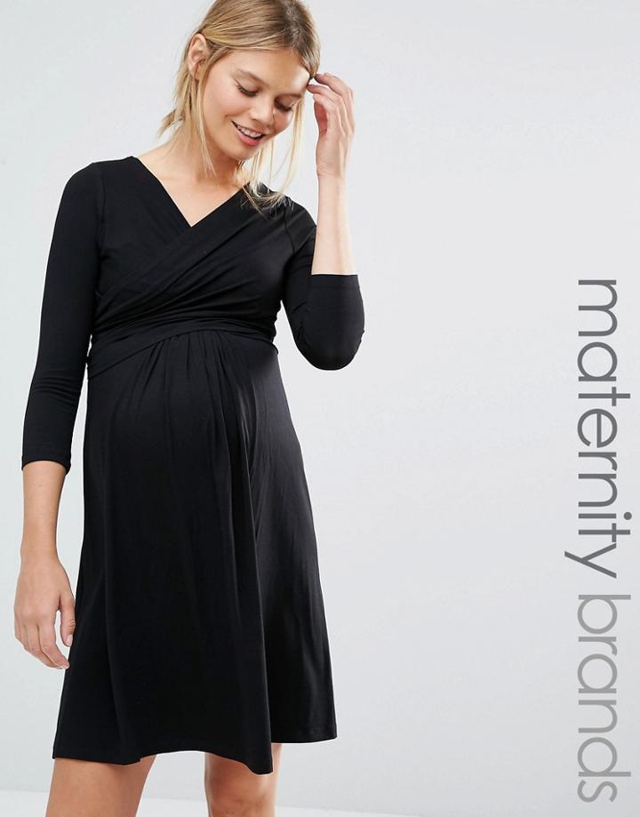 Isabella Oliver Wrap Front Midi Dress - Black