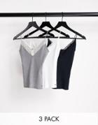 Hollister Lace Trim Tank Top 3 Multipack-navy