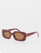 Asos Design Mid-size Square Sunglasses In Red With Tonal Lens