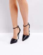 Prettylittlething Black Ankle Strap Pointed Court Shoe - Black