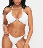 Ivory Rose Fuller Bust Mix & Match Rib Upside Down Triangle Bikini Top In White