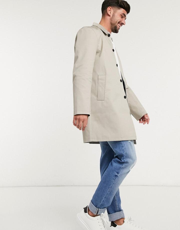 New Look Single Breasted Coat In Stone-neutral