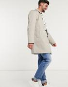 New Look Single Breasted Coat In Stone-neutral