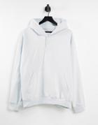 Topman Oversized Button Placket Hoodie In Blue