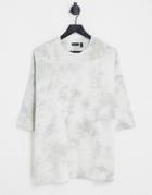Asos Design Oversized T-shirt In Stripe Texture With Monochrome Wash-gray
