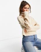 Miss Selfridge Long Sleeve Cowl Neck Sweater In Oatmeal-white