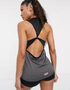 Asos 4505 Paneled Slim Fit Tank With Cut Out Back Detail-black