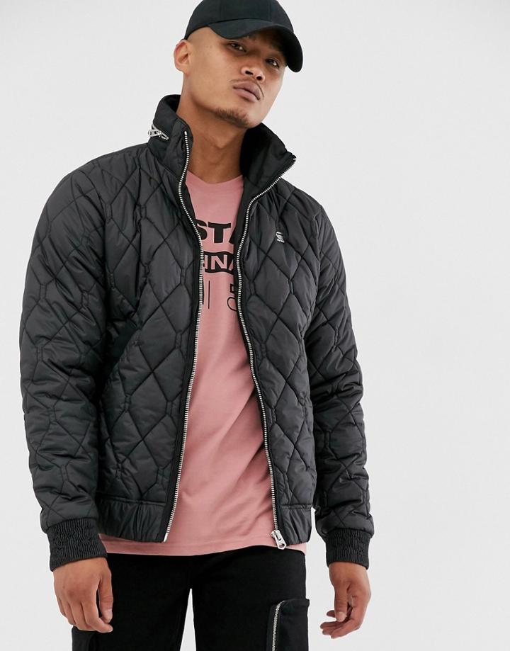 G-star Meefic Quilted Jacket With Zip Detail Collar In Black