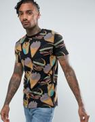Asos Muscle T-shirt With All Over Junk Food Print - Black