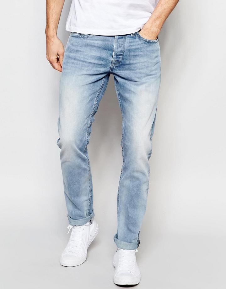 Only & Sons Light Wash Straight Fit Jeans - Light Blue