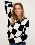 Mango Sweater With Mono Square Print-black