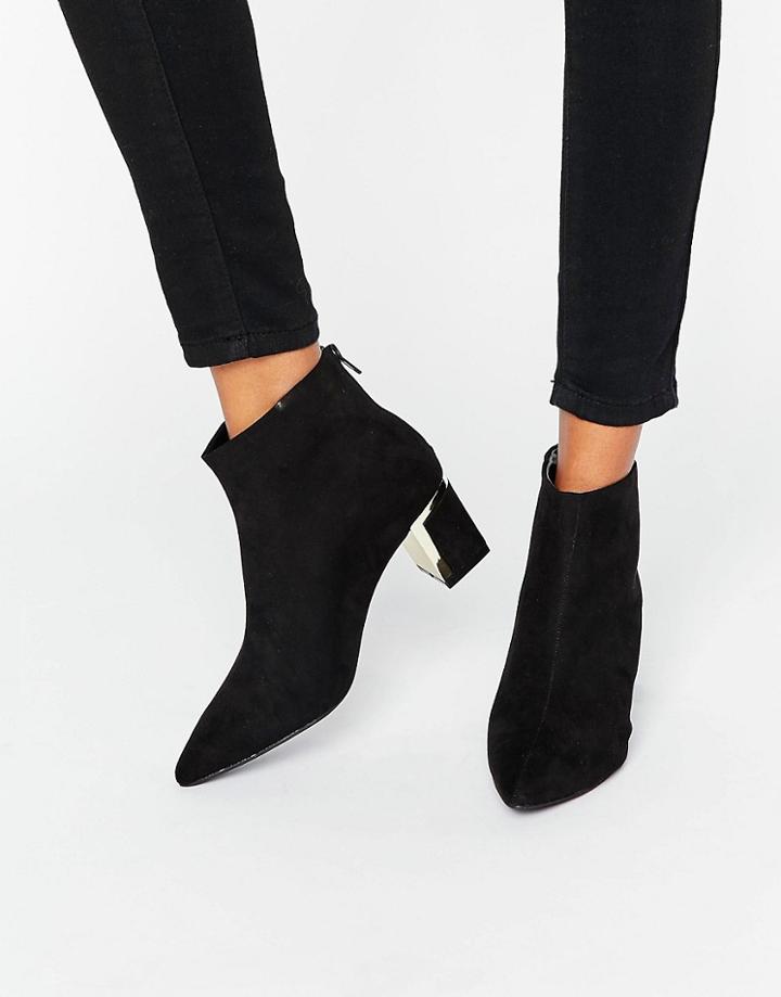 New Look Ankle Boot With Gold Heel Detail - Black