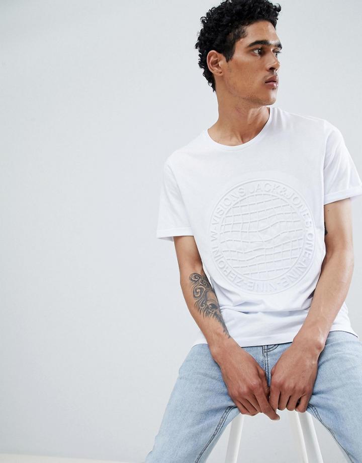 Jack & Jones Core T-shirt With Raised Emblem Detail - White