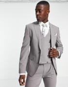 Noak 'tower Hill' Skinny Suit Jacket In Gray Worsted Wool Blend With Four Way Stretch