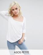 Asos Petite T-shirt With Square Neck And Raglan Sleeve - White