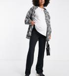 Pieces Maternity Jersey Wide Leg Pants In Black