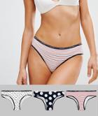 Pepe Jeans 3 Pack Knickers In Multi Print - Multi