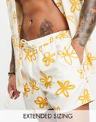 Asos Design Swim Shorts With Floral Print - Part Of A Set-white