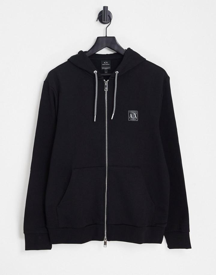 Armani Exchange Small Box Ax Logo Print Zip Up Hoodie In Black 2