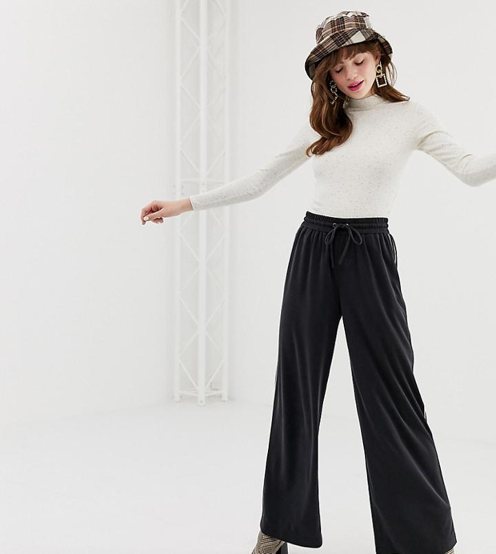Monki Soft Wide Leg Joggers In Black - Black