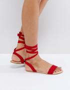 Asos Fiona Tie Leg Sandals - Red