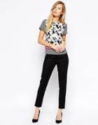 Oasis Cotton Sateen Belted Pant - Black