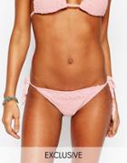South Beach Hand Crochet Tie Side Bikini Bottom - Pastel Pink