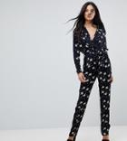 Missguided Tall Floral Print Jumpsuit - Navy